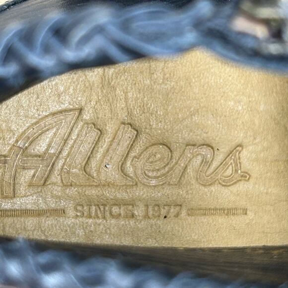 Allens Boots Black Goat Leather Reptile Cowboy Boots Bootie Size 8 - Picture 8 of 16